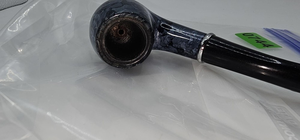 Blue and Black Smoking Pipe with Marble Pattern