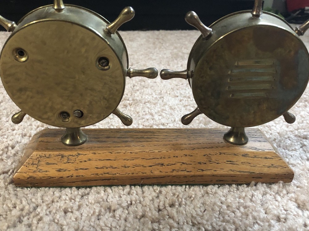 Vintage Barometer Thermometer Ships Wheel