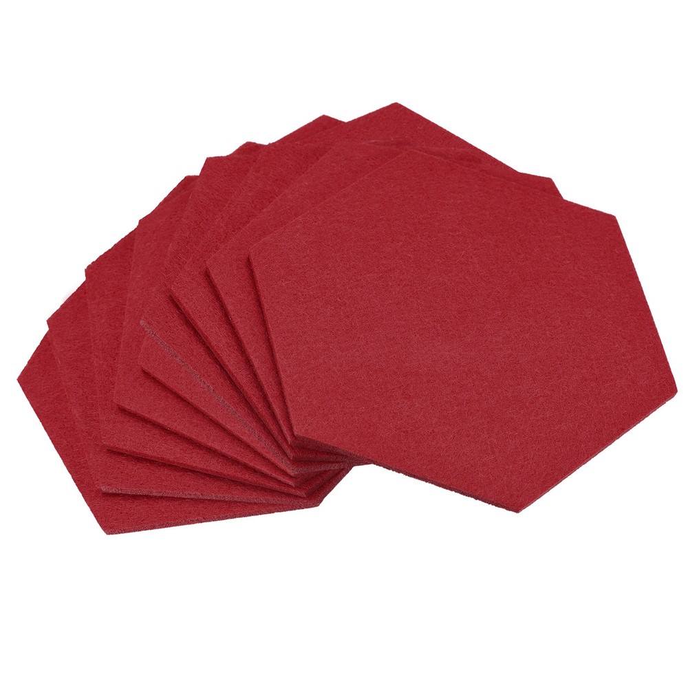 Felt coasters 9pcs hexagonal pads coasters, red
