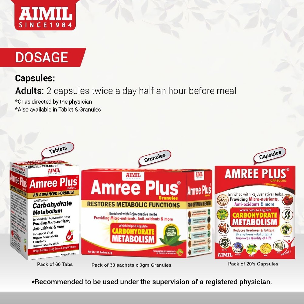 AIMIL Amree Plus Capsules - 20 Capsules (Pack of 4)