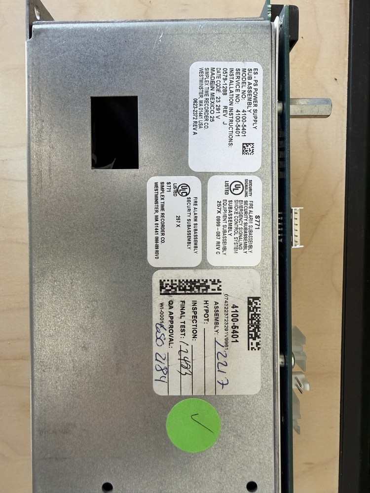 Simplex Time Recorder Co ES-PS Power Supply Control Panel 41006401