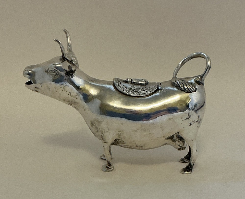 Antique 800 Silver Cow Creamer