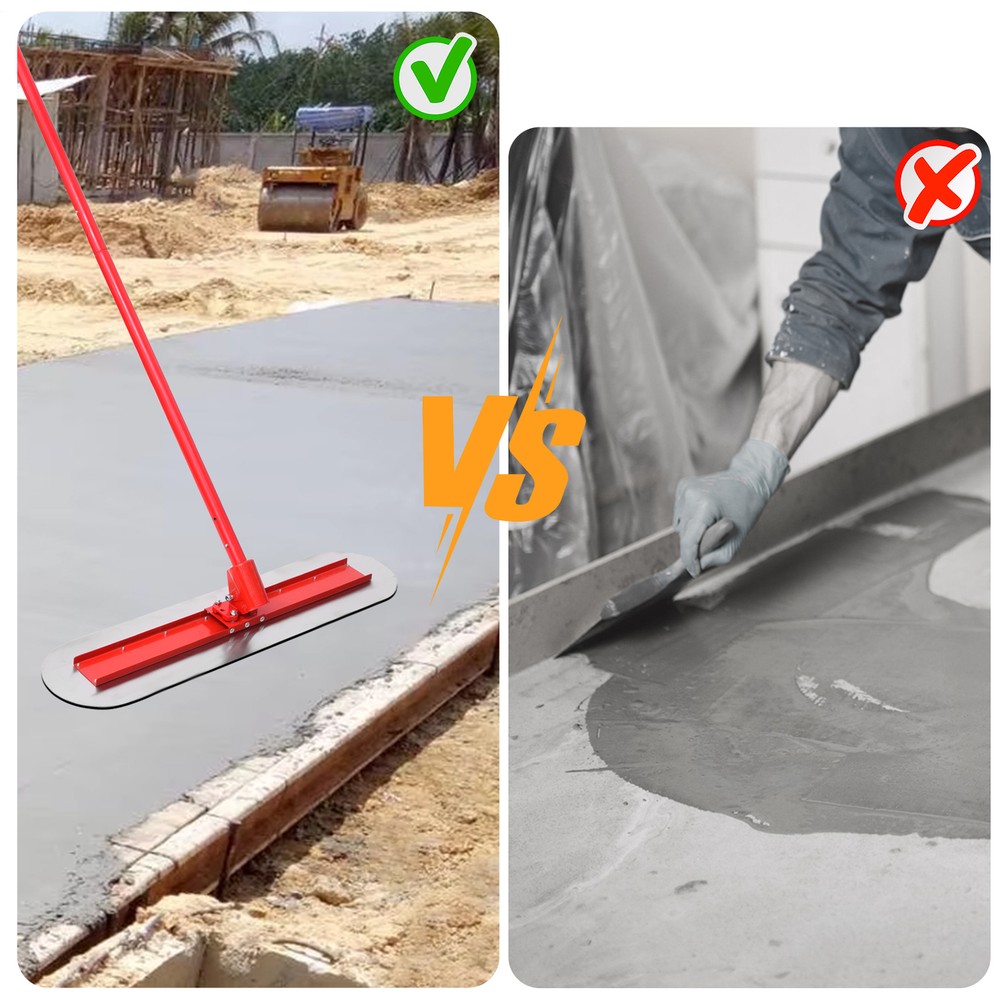 Bull Concrete Float 47"x12" Concrete Tool Round End Trowel Float 4 Handle US