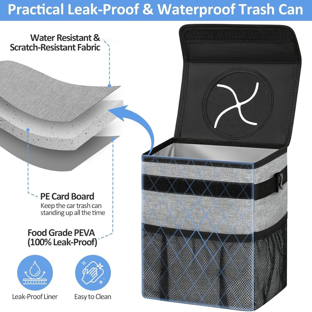 Hanging Car Trash Can Leakproof Back / Front Seat Garbage Bin Interior Accessory