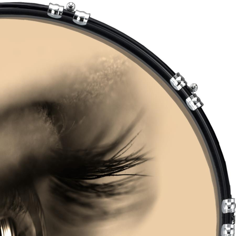 20" Custom Bass Kick Drum Front Head Graphical Eye Beige