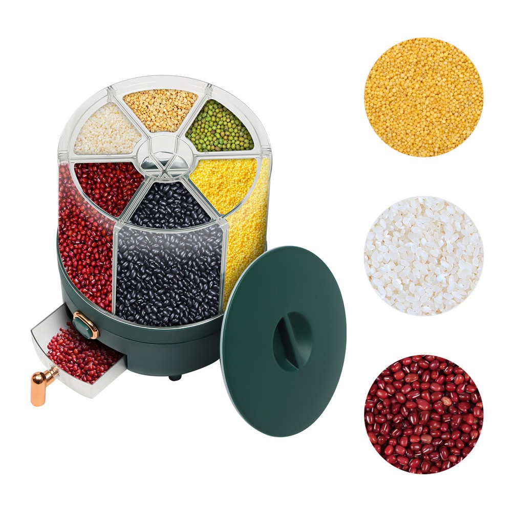 Rice Storage Container with 6 Compartments – Rotatable, Airtight Design