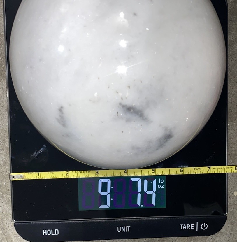 9 LB White Marble Free Standing Sphere