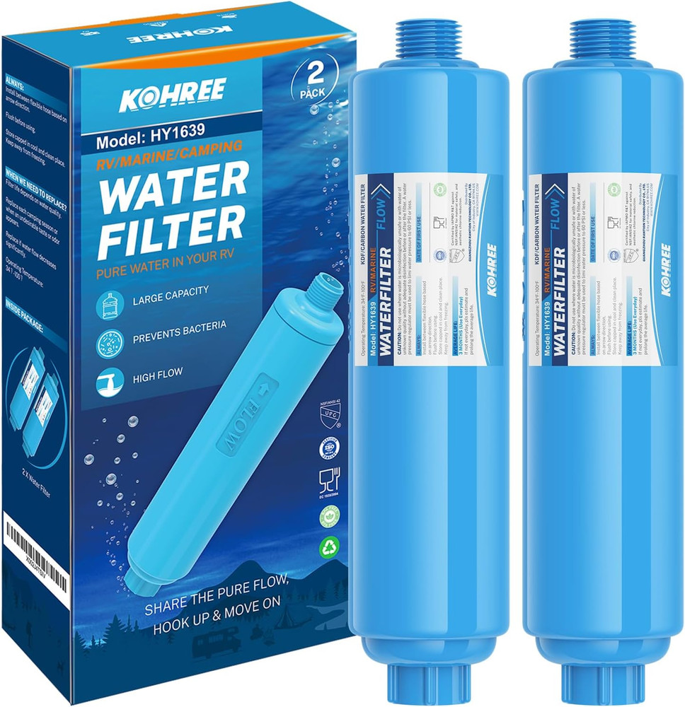 RV Water Filter, NSF Certified, Inline Water Filter Reduces Chlorine, Bad Taste,