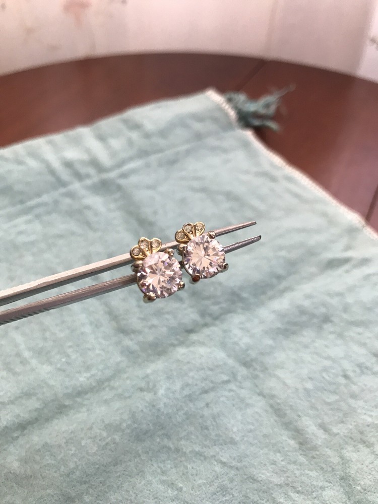 Vintage Crown Cubic Zirconia Square Stud Earrings
