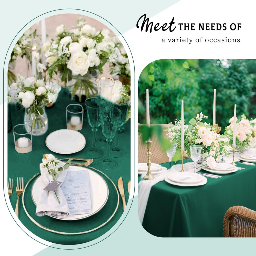 10 Packs Satin Tablecloth 57 x 108 Inch Dark Green Rectangular Table Cloth Si...