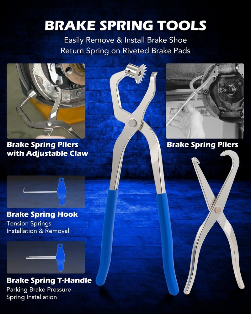 Orion Motor Tech 15pc Master Drum Disc Brake Tool Kit Spring Pliers