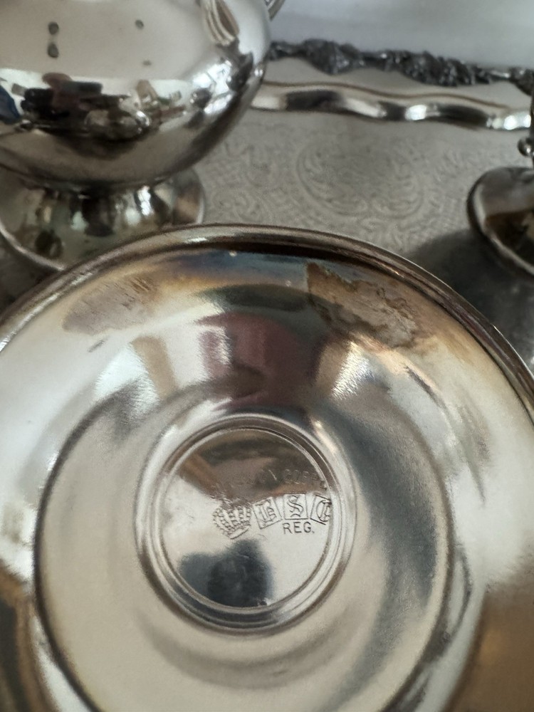 Birmingham 5 piece Tea set Silver on copper