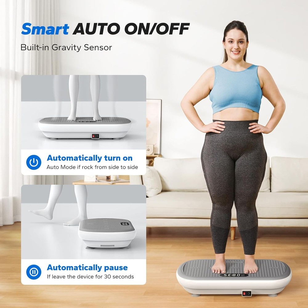 MERACH Vibration Plate Exercise Machine, Vibration Plate 440 Lbs Capacity, Bl...