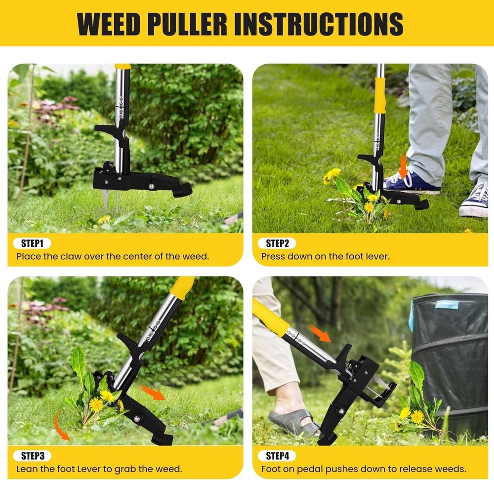 Weeder Puller Tool Stand Up Weed Tool with Long Handle Garden Weed Remover Tool