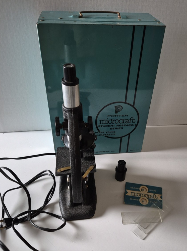 Vintage Porter Science Microcraft Student Research Series Microscope w/ Case