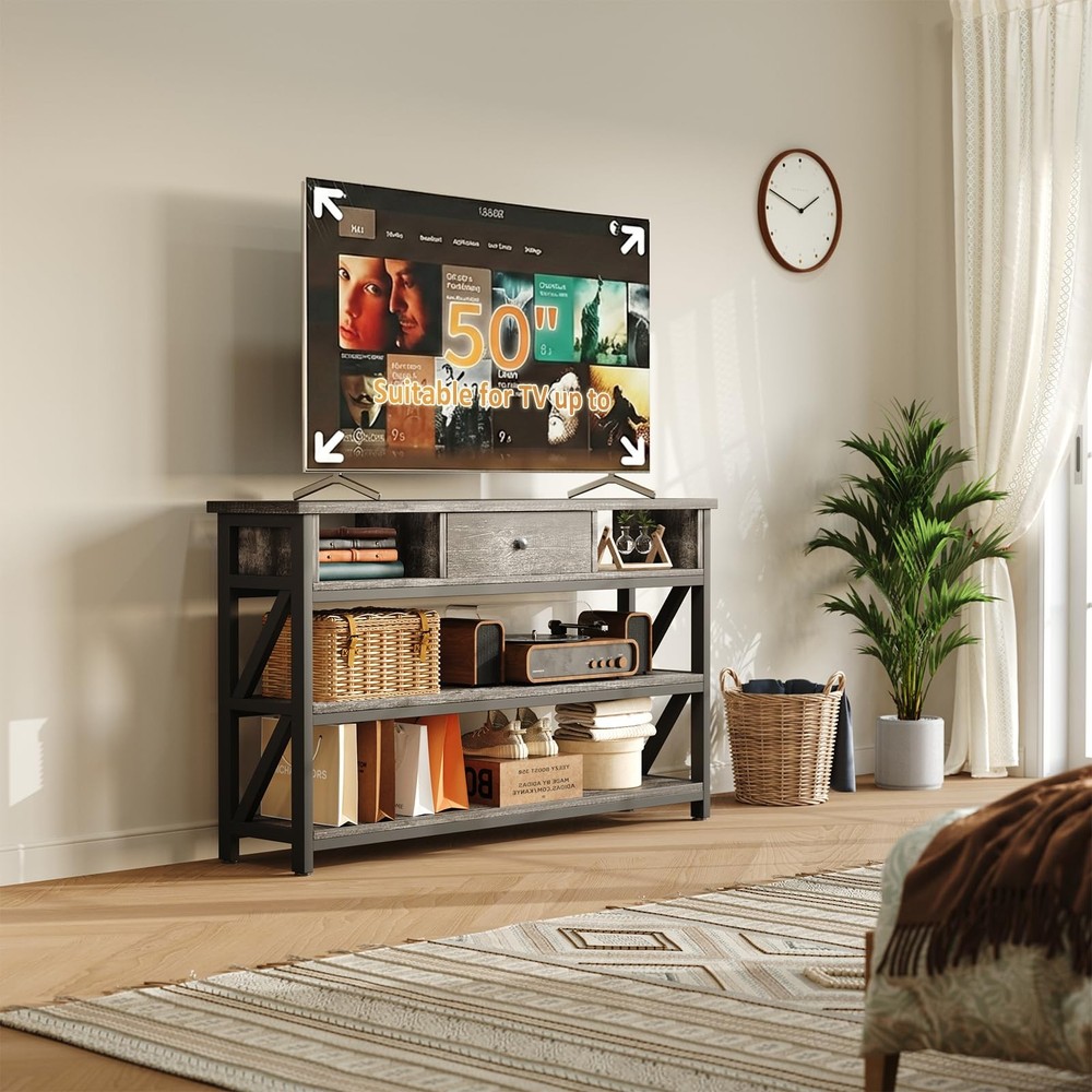 39 Inch Console Sofa Table with Drawer, Entryway Table with Storage Shelves, ...