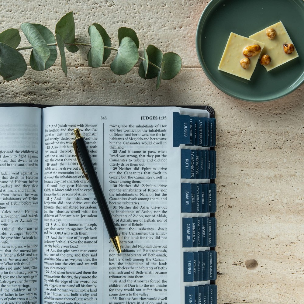 Laminated Bible Tabs - Easy Apply Large Print Index Tabs for Study Journaling