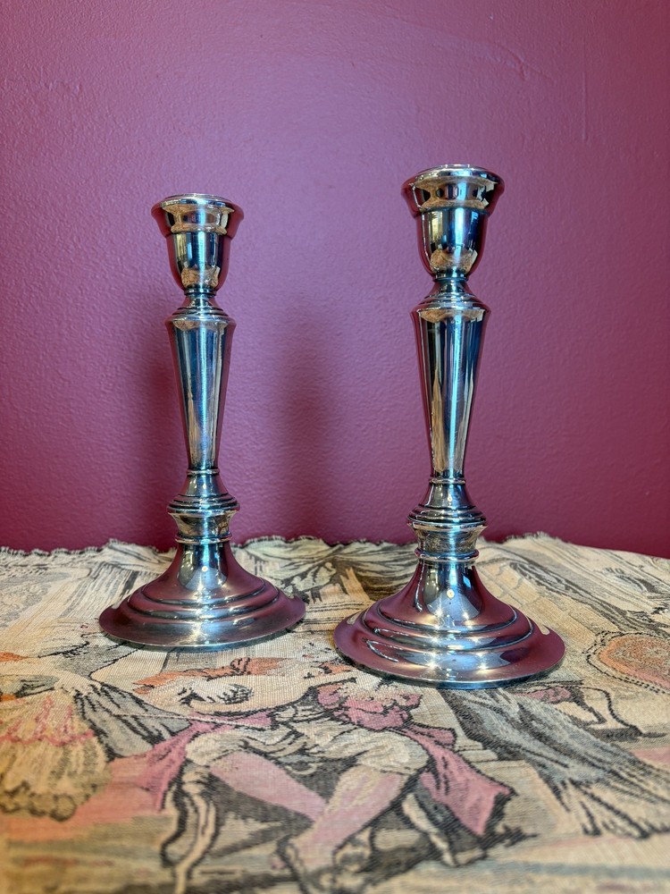 Gorham Heritage Silver Plate Candlesticks  9" Tall - 2