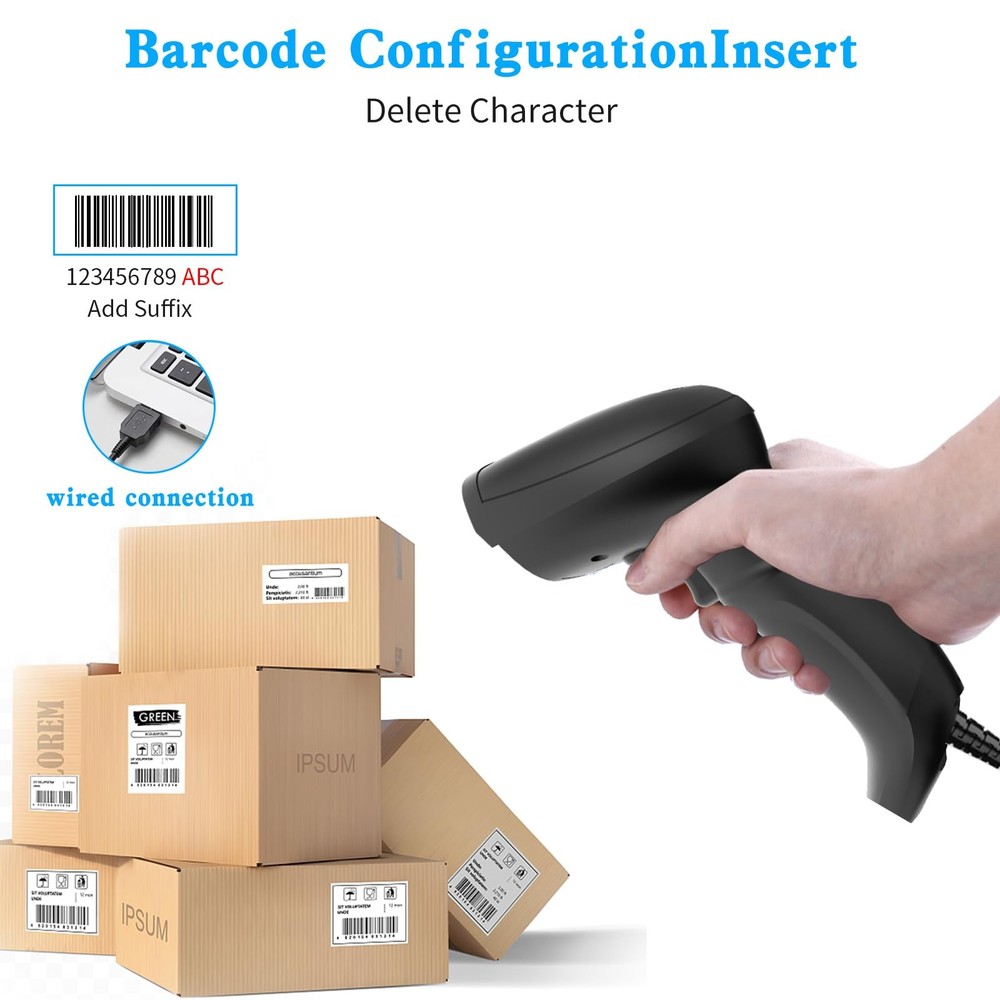 Symcode USB 1D Barcode Scanner with Stand Handheld Wired Laser Bar Code Reader