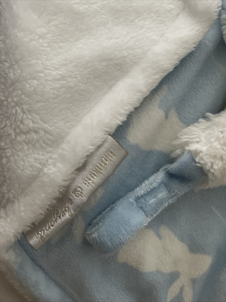 Blankets & Beyond Blue White Bunny Lovey Pacifier Security Blanket