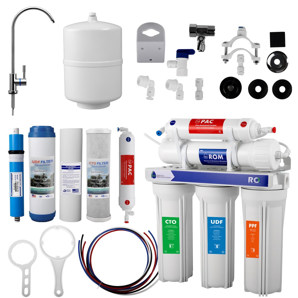 5 Stage Reverse Osmosis Water Filtration System 75 GPD 300L Filters Purifier USA