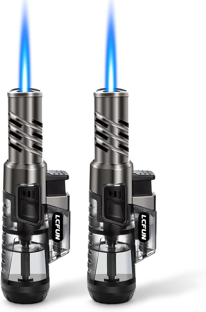 Torch Lighter 2 Pack Windproof Adjustable Single Jet Flame Butane Lighter