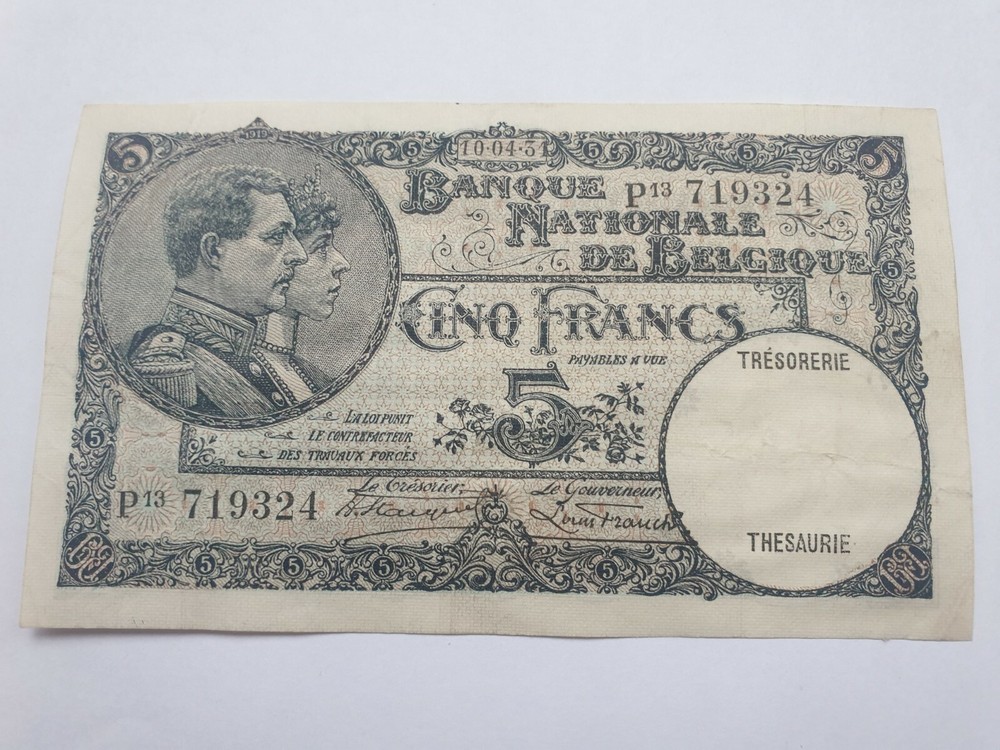 Belgium 5 francs 10 April 1931 banknote