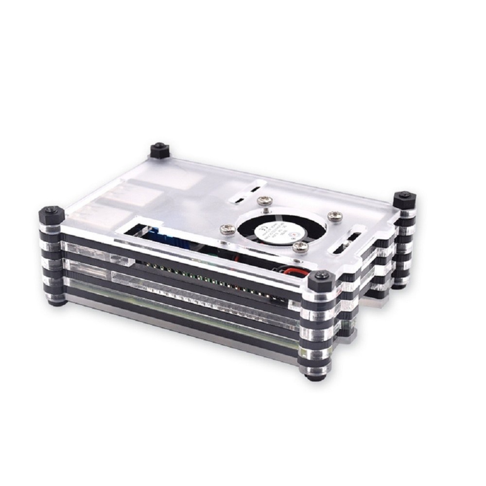 9 Layers Acrylic Transparent Case With Cooling Fan For Raspberry Pi 3B+/3B E