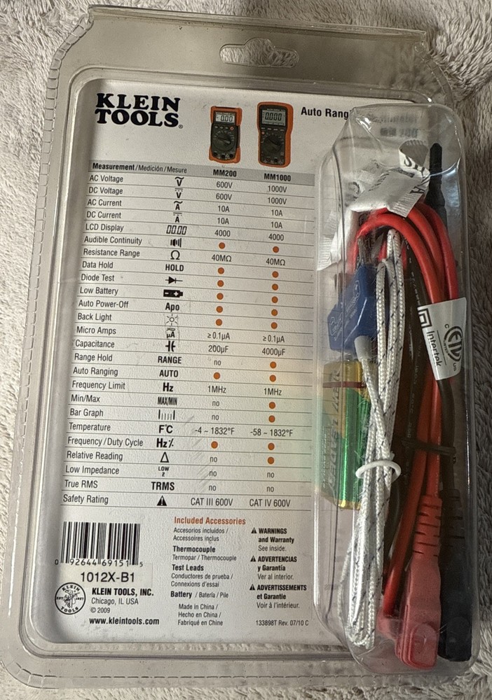 Klein Tools MM200 600v Auto Ranging Multimeter New Oop