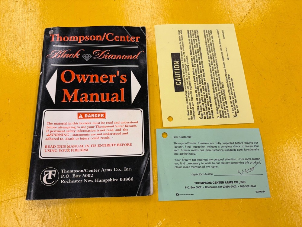 THOMPSON CENTER T/C BLACK DIAMOND Muzzleloader RIFLE Gun Owners  MANUAL