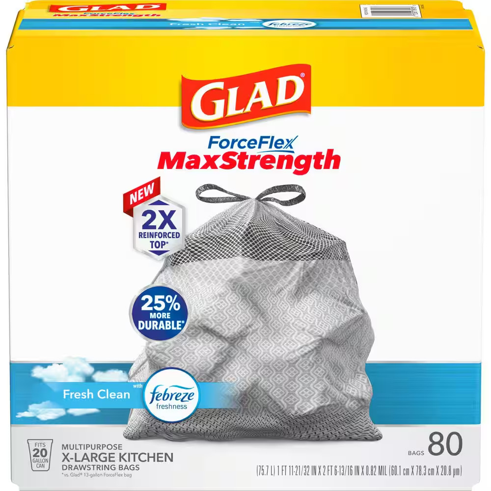 Forceflex Maxstrength 20 Gal. Drawstring X-Large Kitchen Fresh Clean Scent with
