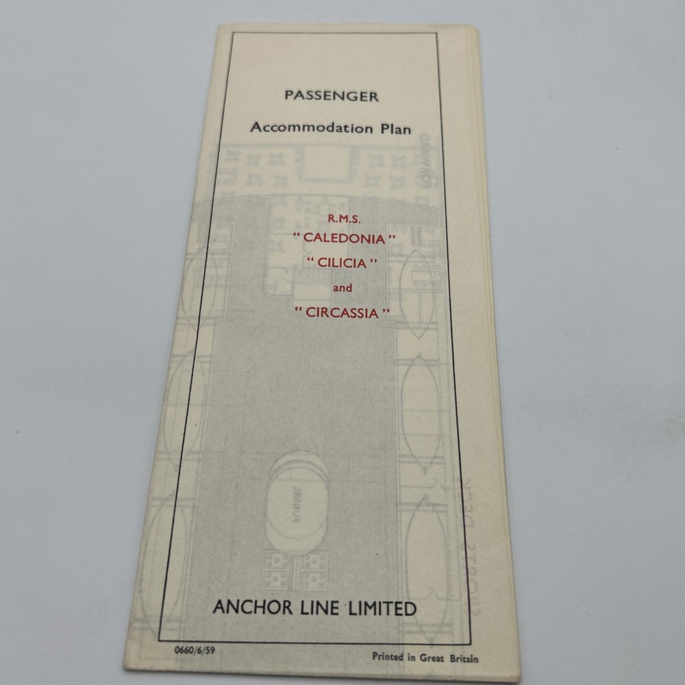 Anchor Line Limited 1959 Passenger Accommodation Plan