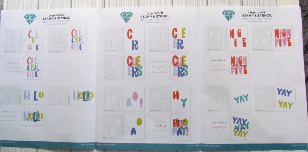 Diamond Press Large Layering Words stamp and stencil set 918885