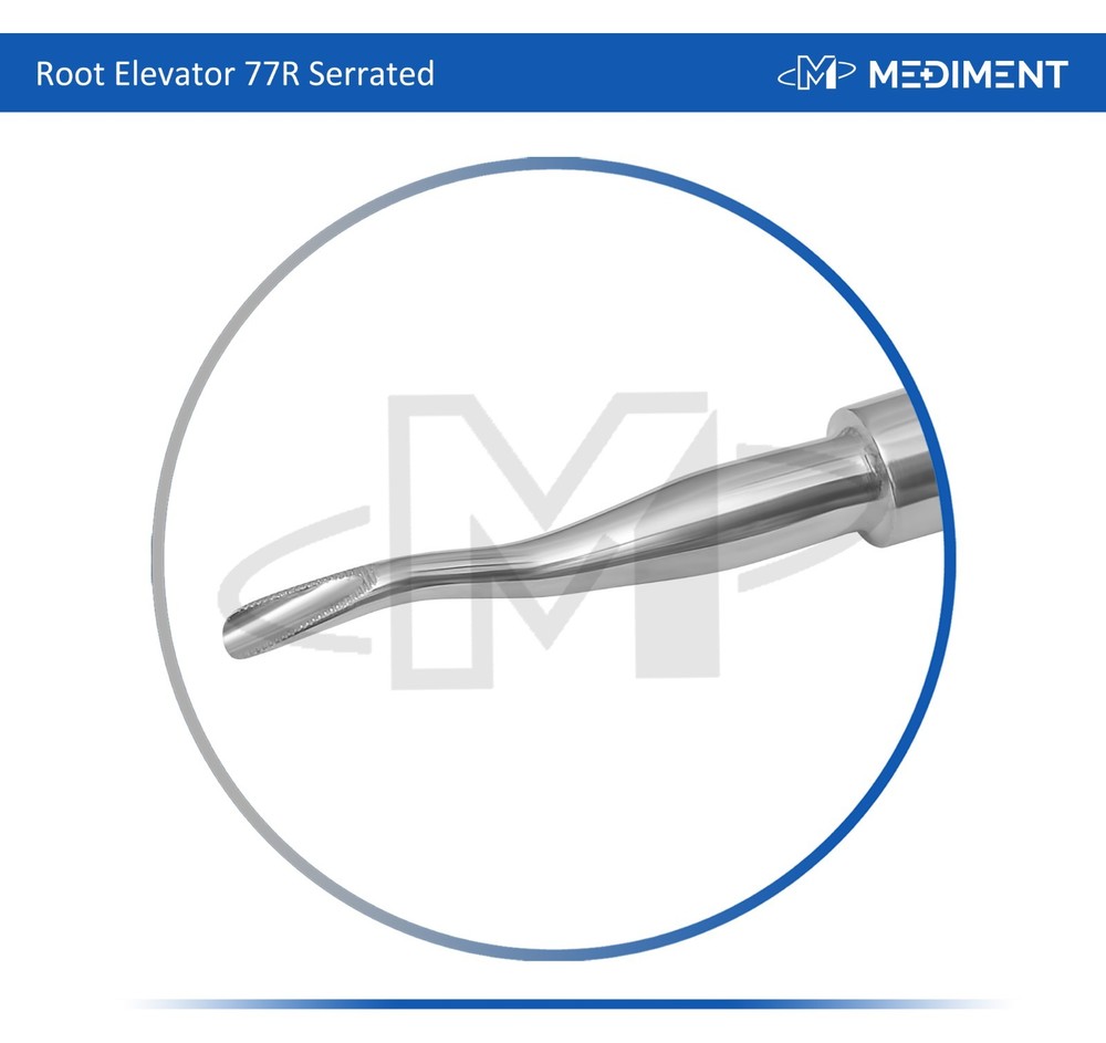 X2 German Root Elevator 77R Dental Instruments (Serrated) Light Handle Stainless