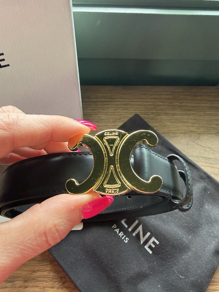 Authentic Celine Black Triomphe Belt