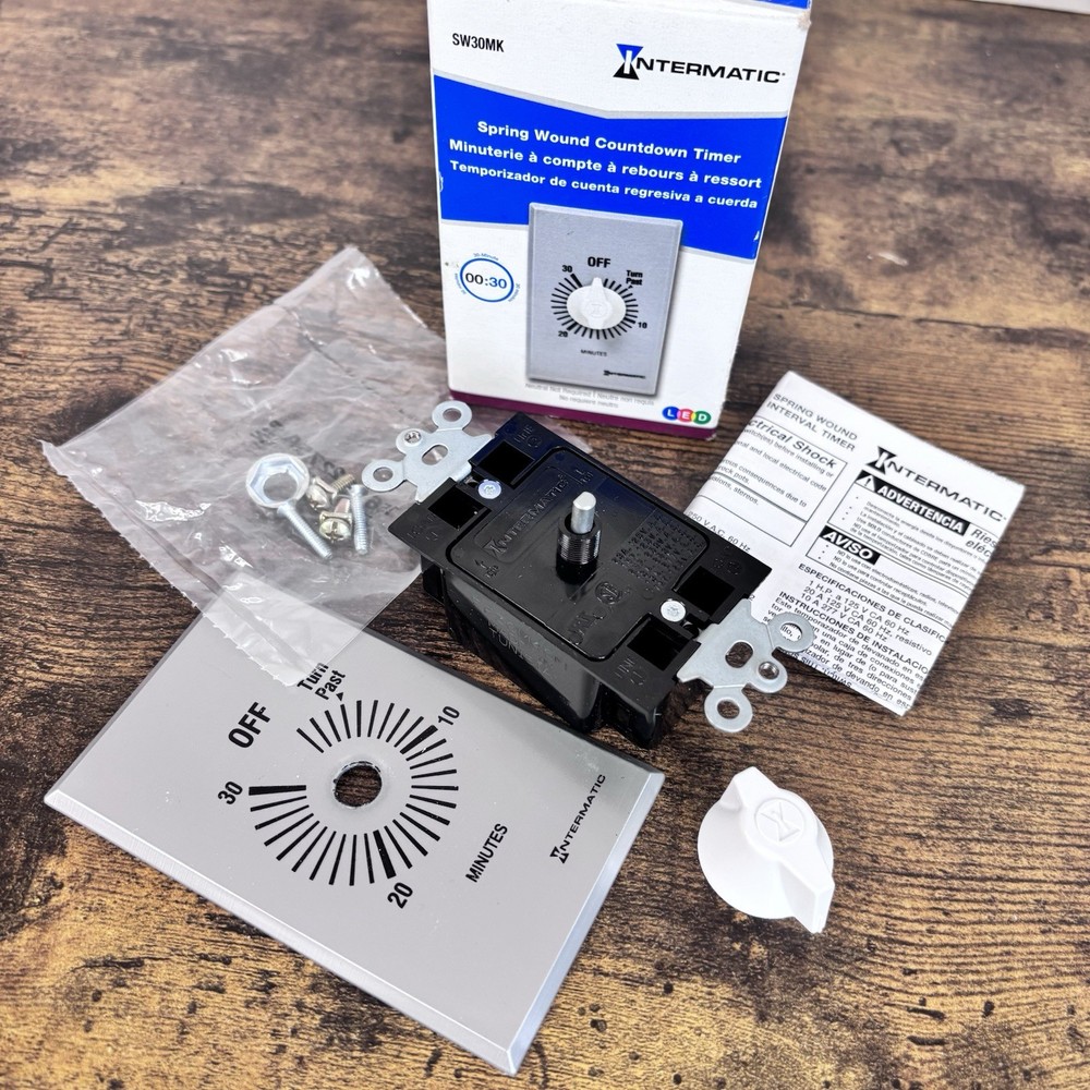 Intermatic SW30MK Spring Wound Countdown Timer 30 Minute Wall Switch Open Box