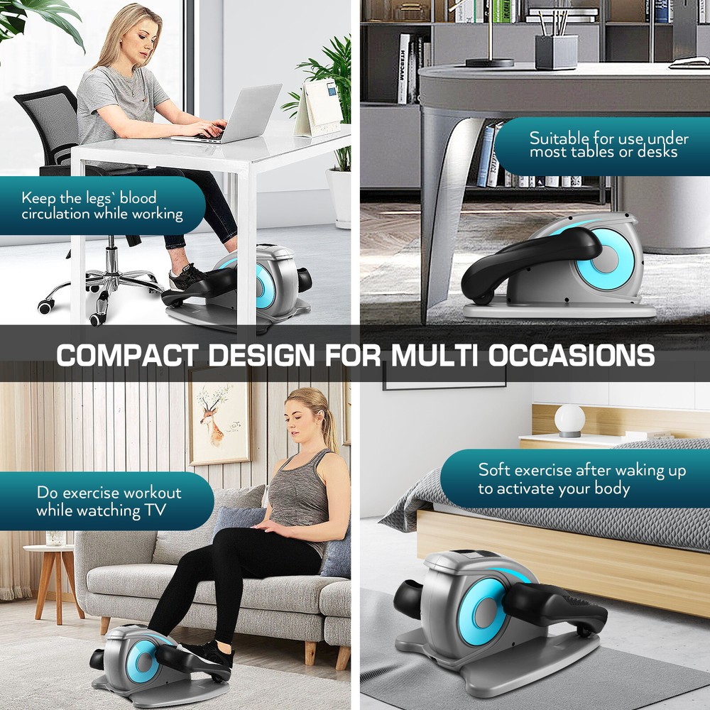 Under Desk Elliptical Machine Electric Seated Leg Exerciser w/LCD Remote Control