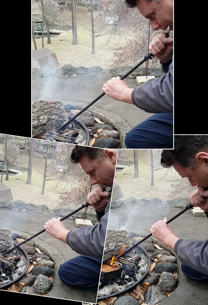 Fire Blow Poker, Custom Length 28"-40", Blacksmith ,Camping, Fire Pit Accessory