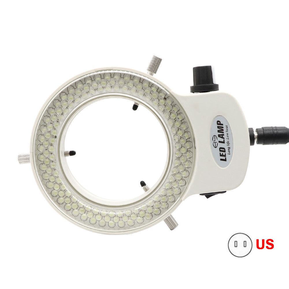 Bright 144 LED Bulbs Microscope Ring Light Illuminator Lamp Adjustable US Plug