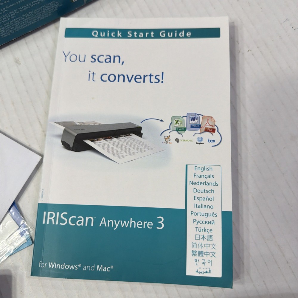 IRIScan Anywhere 3 Mobile Scanning Solution Office Paperless Scanner Cordless