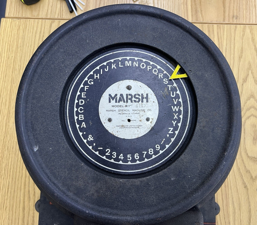 Marsh Stencil Cutter Machine Model R1" 6787 Vintage