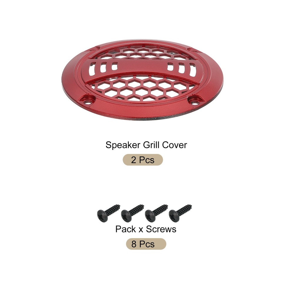 2 Pcs 2inch Red Speaker Grill Mesh Plastic Cover Red Plastic Frame