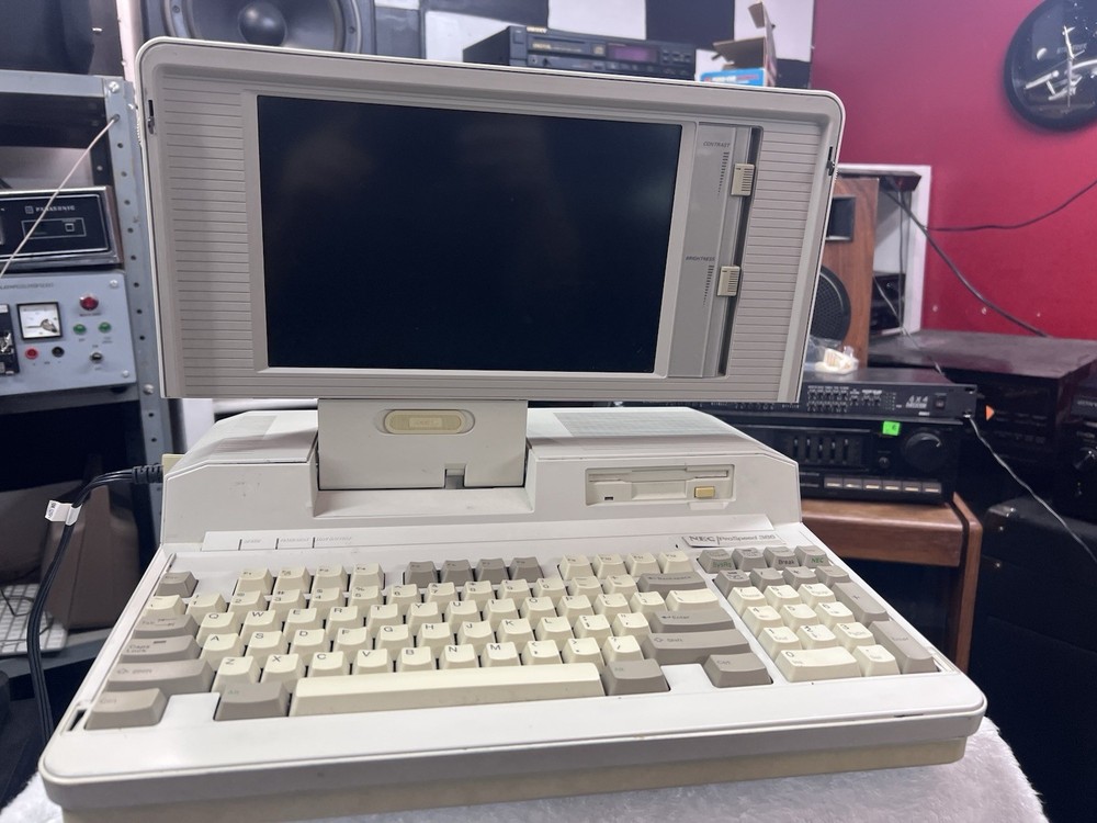 Vintage NEC ProSpeed 386SX Portable Computer Powers On