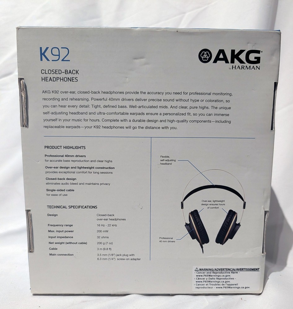 AKG Pro Audio K92 Studio Headphones