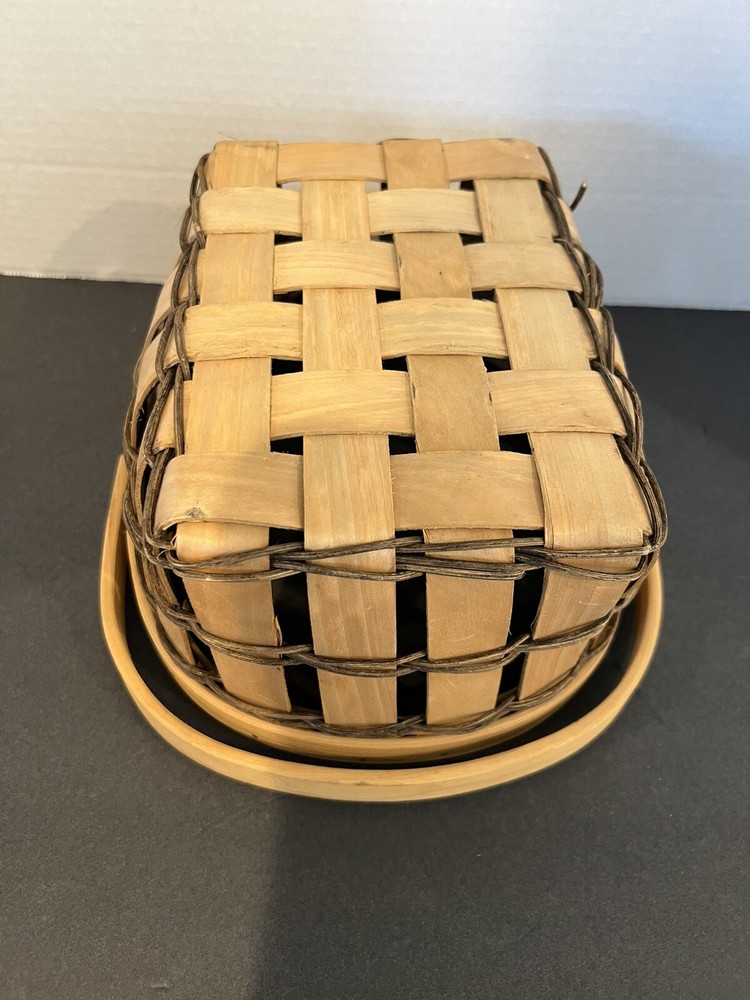 Woven Wood Basket w/Single Moveable Handle
