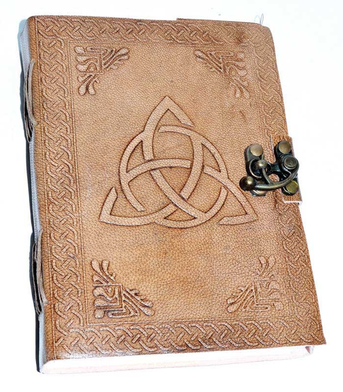 Triquetra Leather Journal 5" x 7" Notebook Latch Closure Celtic Knotwork Gift