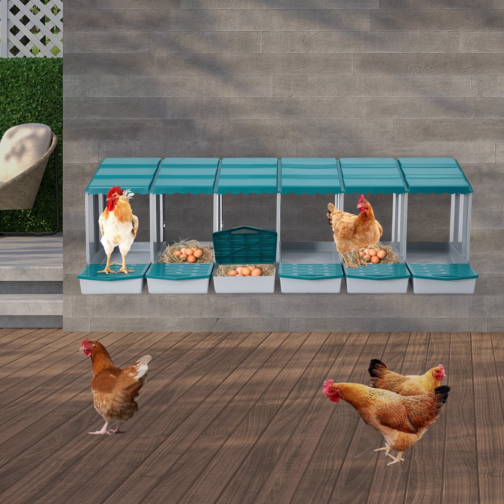 6 Hole Chicken Nesting Box Hen Laying Boxes Nesting Box for Laying Egg Green