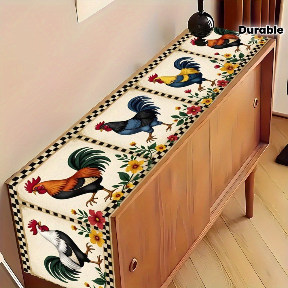 Rooster Hens pattern Table Runner Farmhouse Kitchen Decor Parties Table Cover