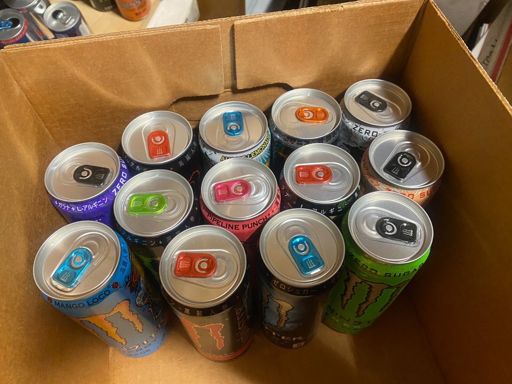 MONSTER JAPAN cans x13 empty SEALED Mango KHAOS Cuba Libre ZERO Peach CLEARANCE