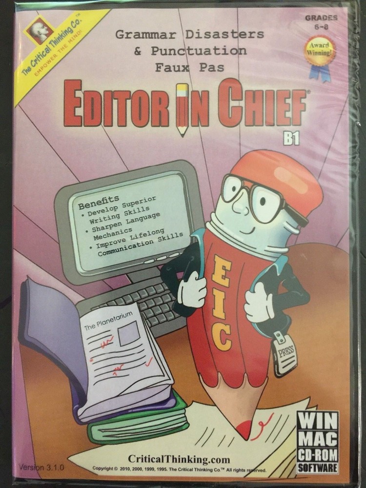 Editor in Chief: B1, Grades 6-8 WINDOWS 7-MAC CD-ROM Critical Thinking Co.